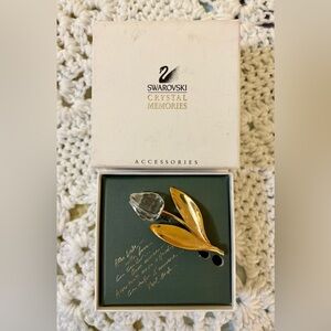 SWAROVSKI Authentic Large Tulip Crystal Brooch with Original Box. EUC